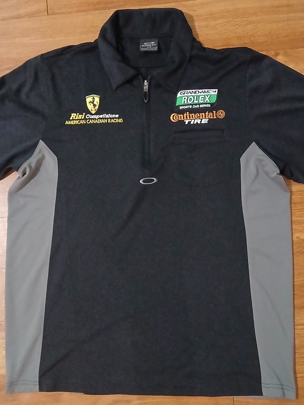Vintage Oakley Ferrari Racing Risi Grand Am Rolex 1/4 Zip Shirt Size L